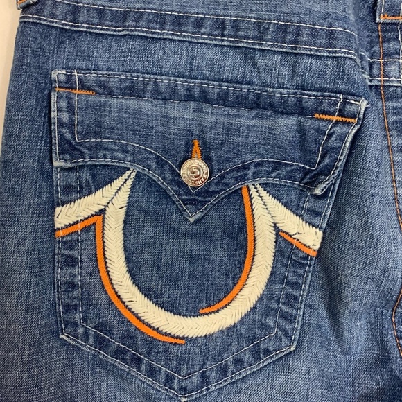 True Religion Men’s Straight Jeans Waist 38 Horse  Shoe Embroidered Pocket Flap - Picture 13 of 15